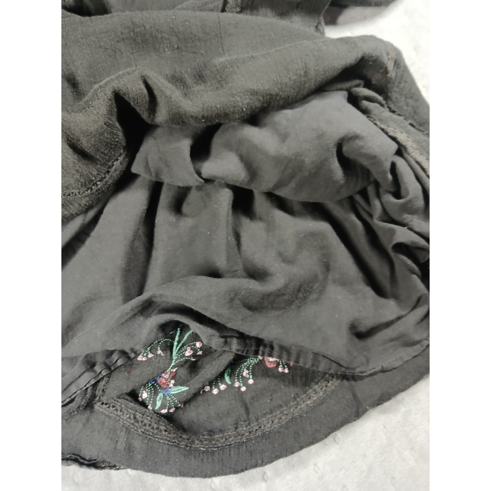 Umgee - Black Floral CottageCore Boho Dress Colourful Embroidery Lace Trim Large - Picture 8 of 8